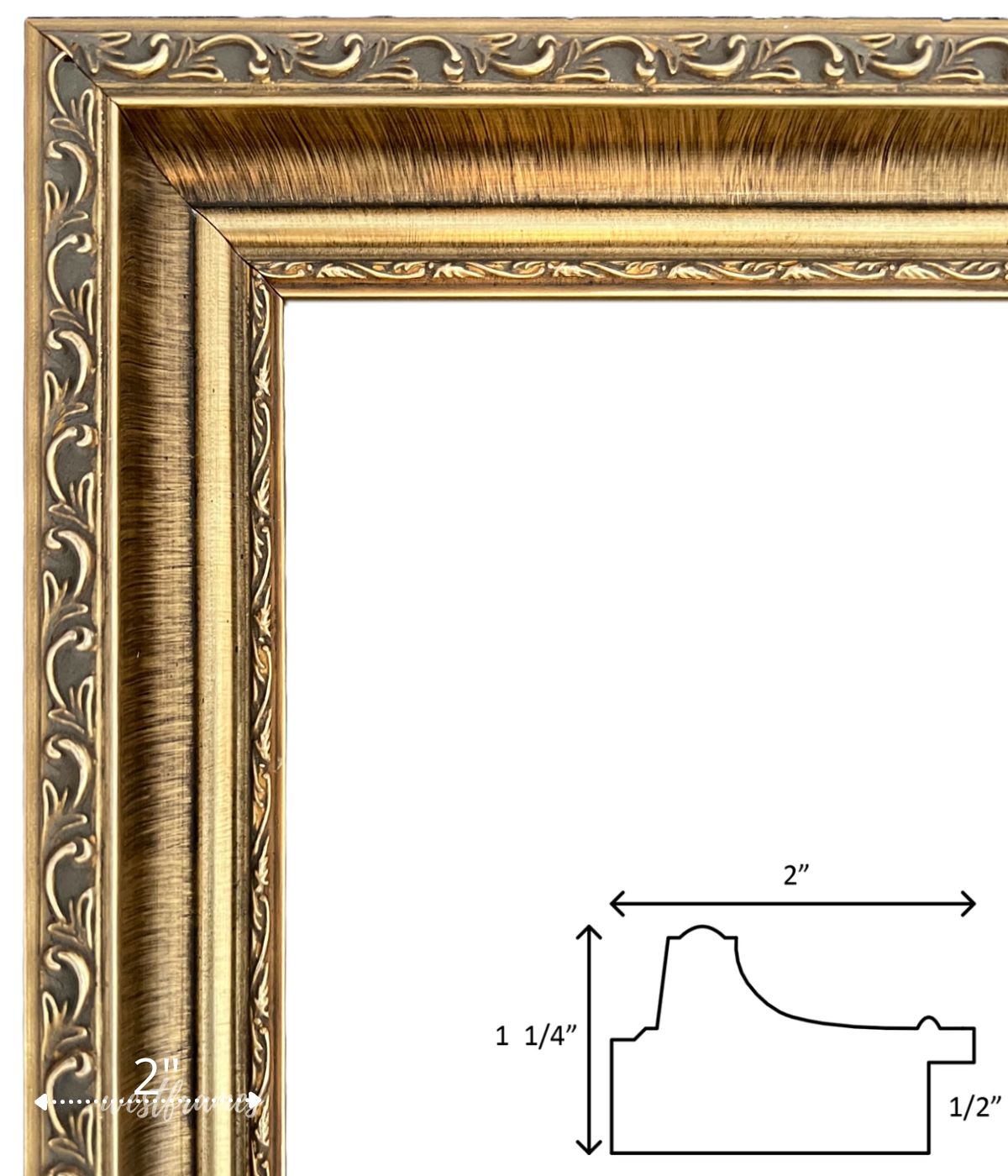 Adela Antique Gold Leaf Patina Ornate Wood Picture Frame - West Frames