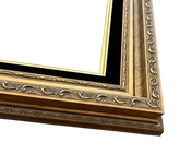 Adela Antique Gold Ornate Wood Picture Frame with Black Linen Liner - West Frames