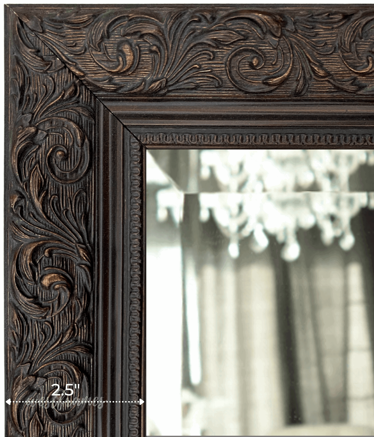 Bella French Ornate Embossed Antique Bronze Framed Wall Mirror - West Frames