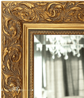 Bella French Ornate Embossed Framed Wall Mirror Antique Gold Finish - West Frames