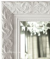 Bella French Ornate Embossed Framed Wall Mirror Shabby White - West Frames