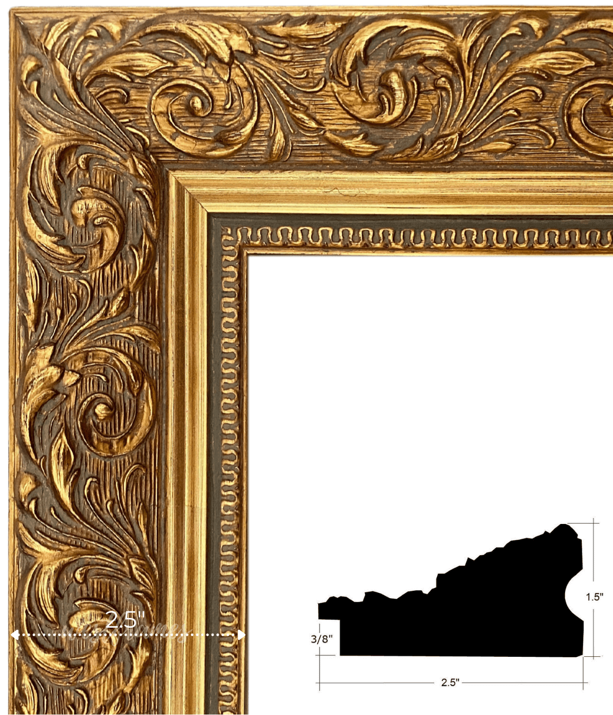 Bella French Ornate Embossed Wood Picture Frame Antique Gold - West Frames