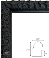 Countess Gothic Black Ornate Embossed Victorian Wood 1.375 Inch Wide Wall Picture Frame - West Frames
