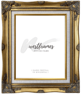 Daisy Antique Gold Leaf Wood French Baroque Picture Frame with Natural Linen Liner - West Frames