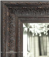 Elegance French Ornate Embossed Antique Dark Bronze Framed Wood Wall Mirror - West Frames