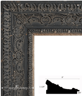 Parisienne French Ornate Embossed Wood Picture Frame Antique Black Patina Finish - West Frames