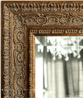 Parisienne Ornate Wood Framed Wall Mirror Antique Gold Patina Finish - West Frames