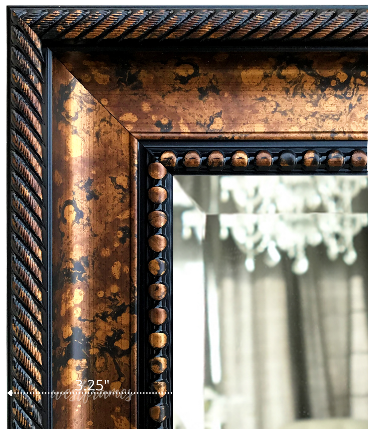 Santino Aged Bronze Black Accent Framed Wall Mirror - West Frames