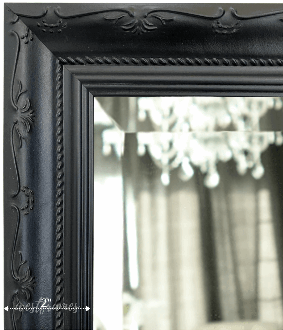 Camilla French Ornate Vintage Black Wood Framed Wall Mirror - West Frames
