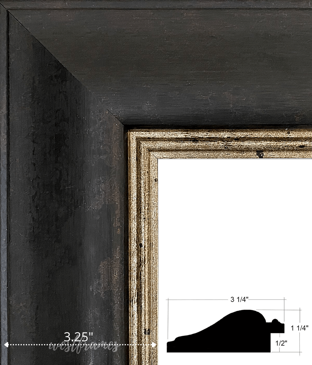 8x10 Wood Picture Frame~Gold & Black finish/Liner~Canvas~Portrait