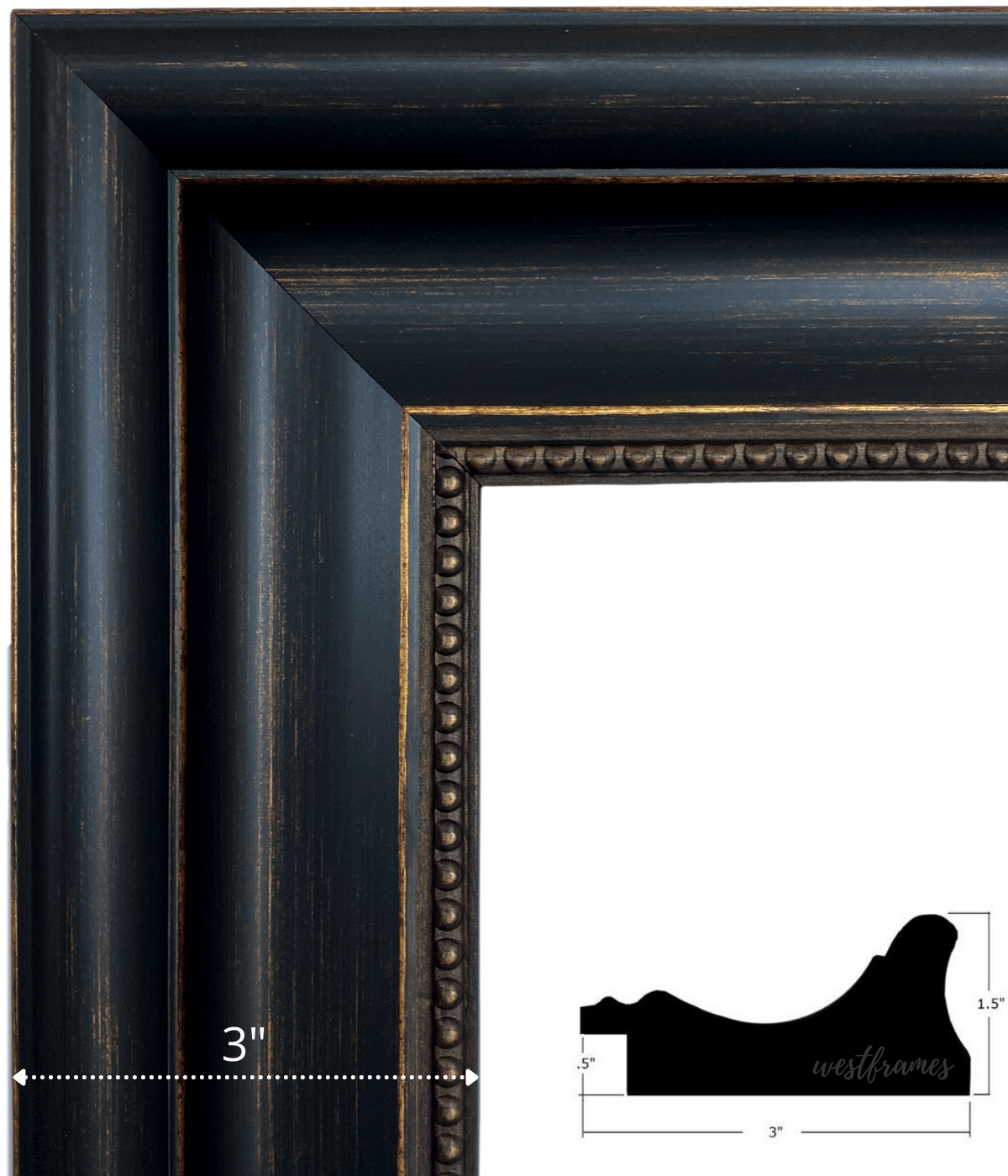 CustomPictureFrames.com 30x30 Frame Black Real Wood Picture Frame Width 1.5  inches