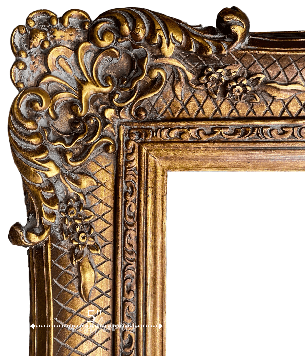 Napoleon French Baroque Rococo Ornate Wood Wall Picture Frame Antique Gold 5" Wide - West Frames