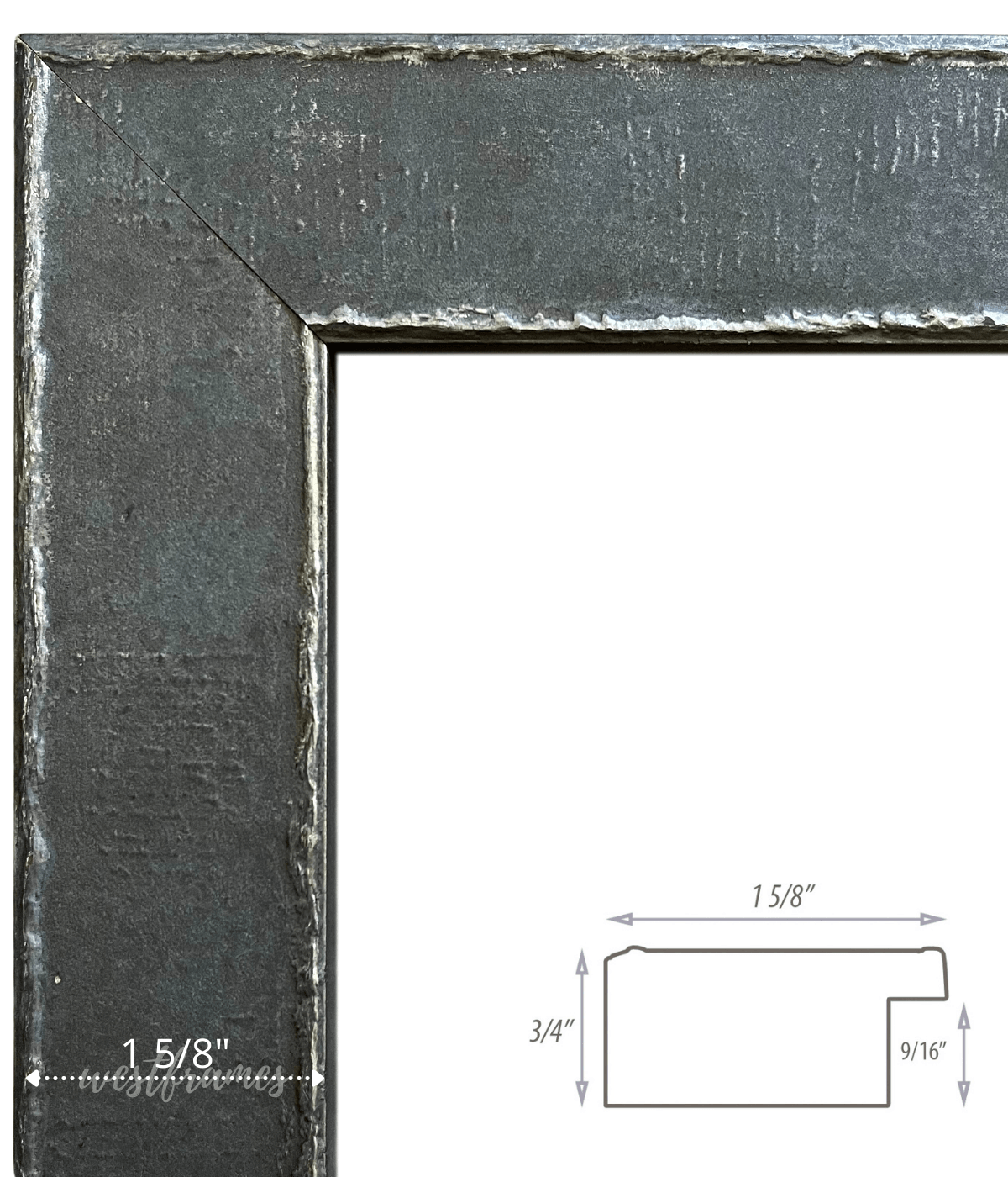 Neo Urban Industrial Distressed Rustic Steel Grey Wood Picture Frame 1.625" Wide - West Frames