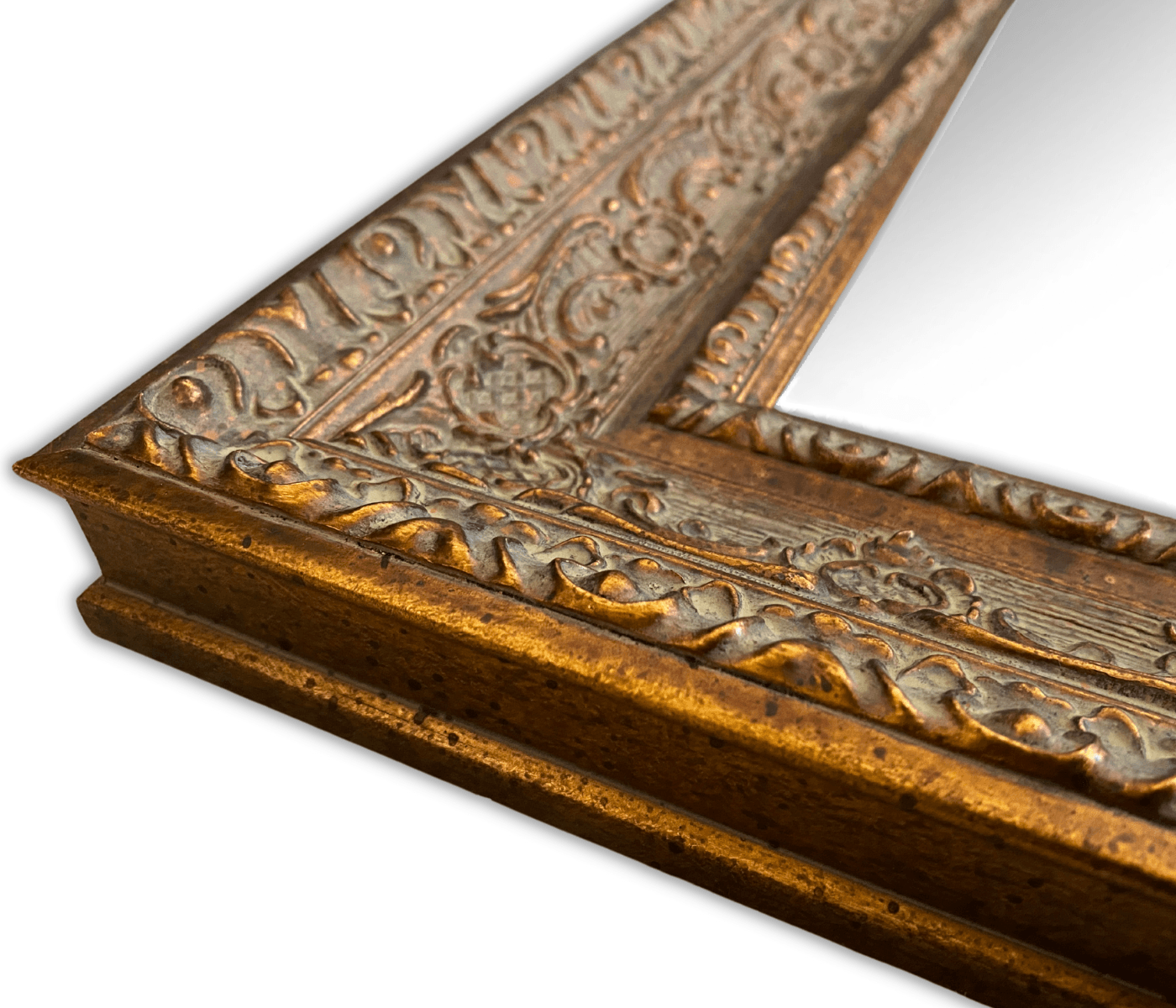 Parisienne Ornate Wood Framed Wall Mirror Antique Gold Patina Finish - West Frames