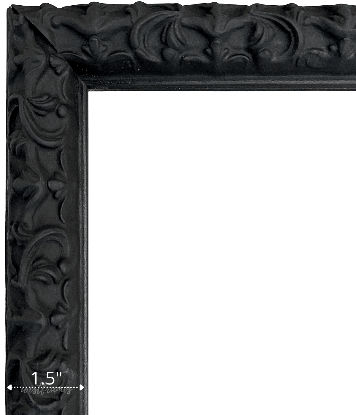Penelope Gothic Black Ornate Vintage Victorian Embossed Wood Picture Frame 1.5" Wide - West Frames