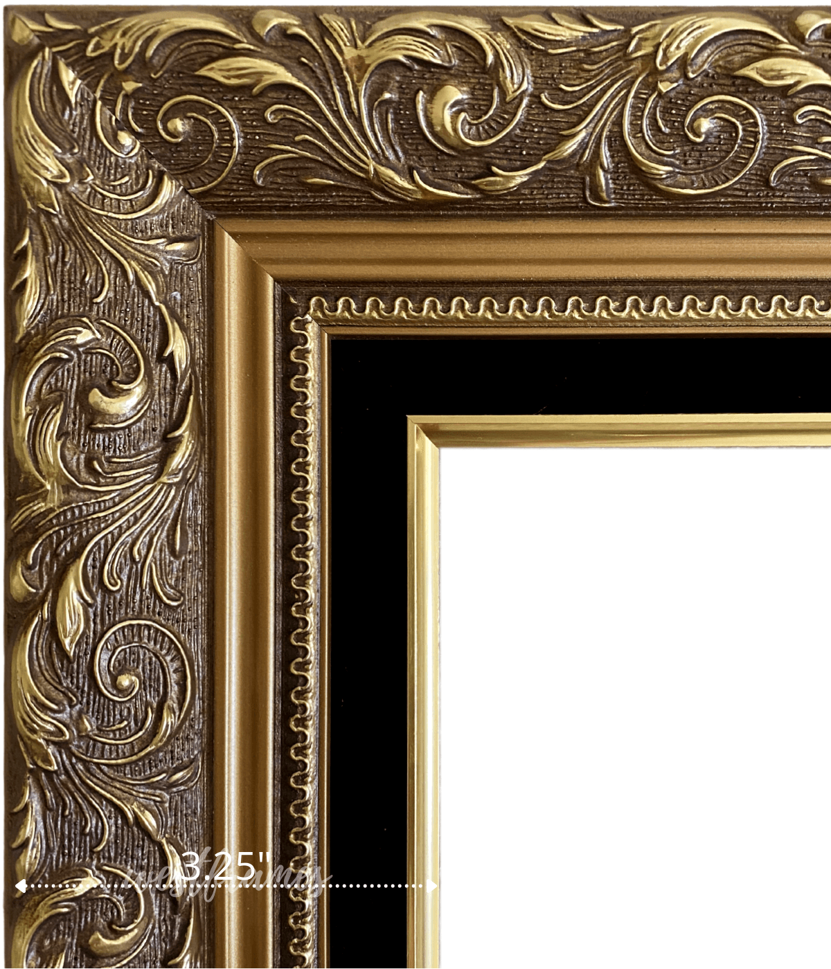 24x30 Frame Gold Real Wood Picture Frame Width 2 inches | Interior