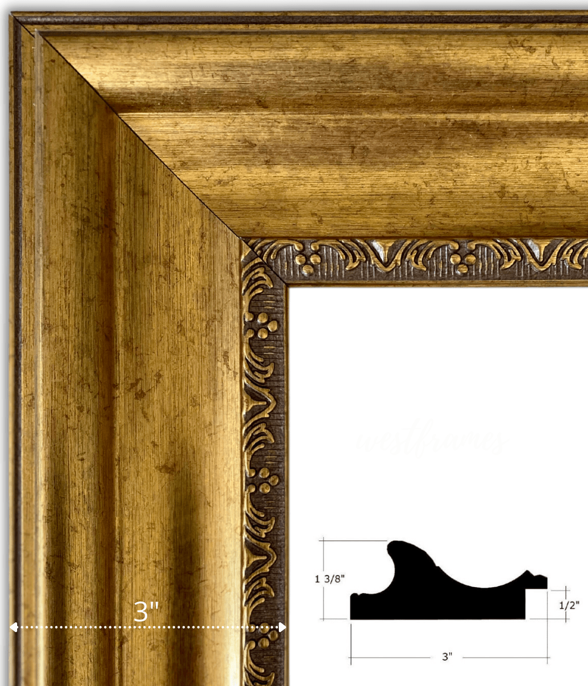  20x20 Frame Black and Gold Ornate Fitz Solid Wood