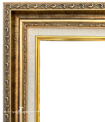 Adela Antique Gold Ornate Wood Picture Frame with Natural Linen Liner - West Frames