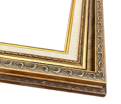 Adela Antique Gold Ornate Wood Picture Frame with Natural Linen Liner - West Frames