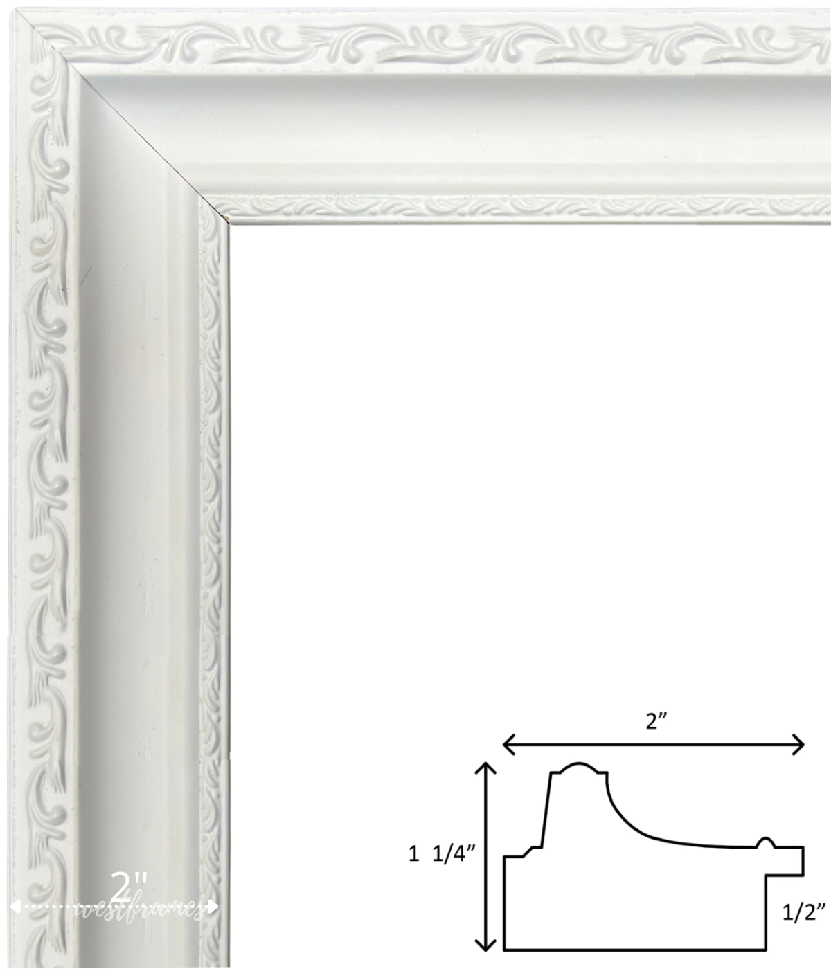 Adela White Ornate Wood Gallery Picture Frame - West Frames