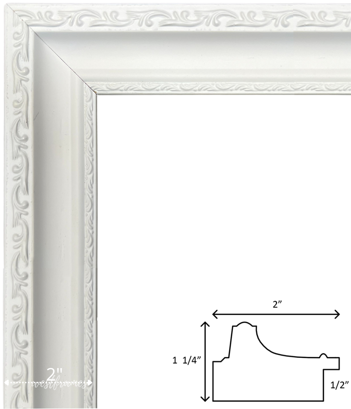 Adela White Ornate Wood Gallery Picture Frame