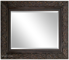 Bella French Ornate Embossed Antique Bronze Framed Wall Mirror - West Frames