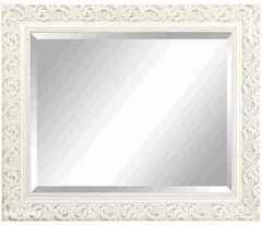 Bella French Ornate Embossed Framed Wall Mirror Antique White - West Frames