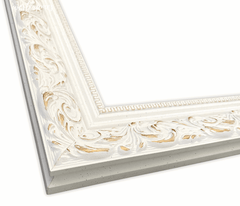 Bella French Ornate Embossed Framed Wall Mirror Antique White - West Frames