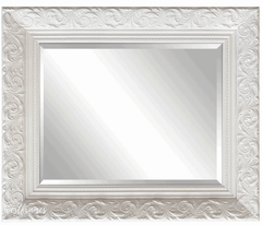 Bella French Ornate Embossed Framed Wall Mirror Shabby White - West Frames