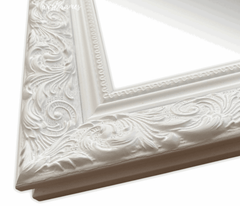 Bella French Ornate Embossed Framed Wall Mirror Shabby White - West Frames