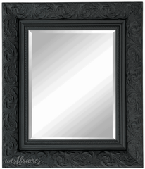 Bella French Ornate Embossed Framed Wall Mirror Vintage Black - West Frames