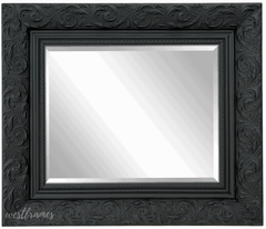 Bella French Ornate Embossed Framed Wall Mirror Vintage Black - West Frames