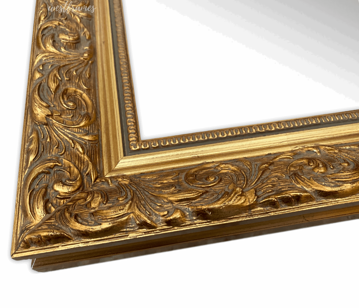 Bella French Ornate Embossed Wood Antique Gold Framed Leaner Floor Mirror - West Frames