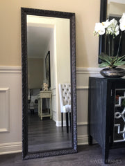 Bella French Ornate Embossed Wood Bronze Framed Leaner Floor Mirror - West Frames