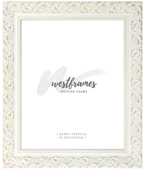 Bella French Ornate Embossed Wood Picture Frame Antique White - West Frames
