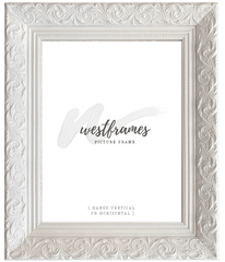 Bella French Ornate Embossed Wood Wall Picture Frame Shabby White - West Frames
