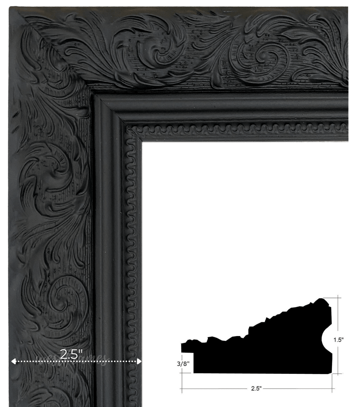 Bella French Ornate Embossed Wood Wall Picture Frame Vintage Black - West Frames