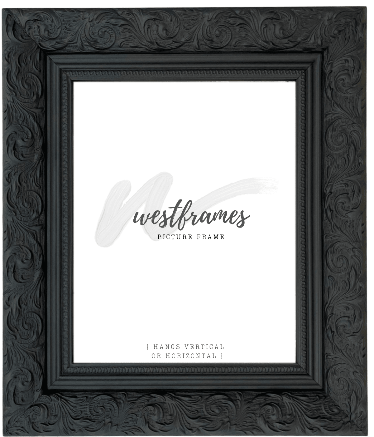 Bella French Ornate Embossed Wood Wall Picture Frame Vintage Black - West Frames