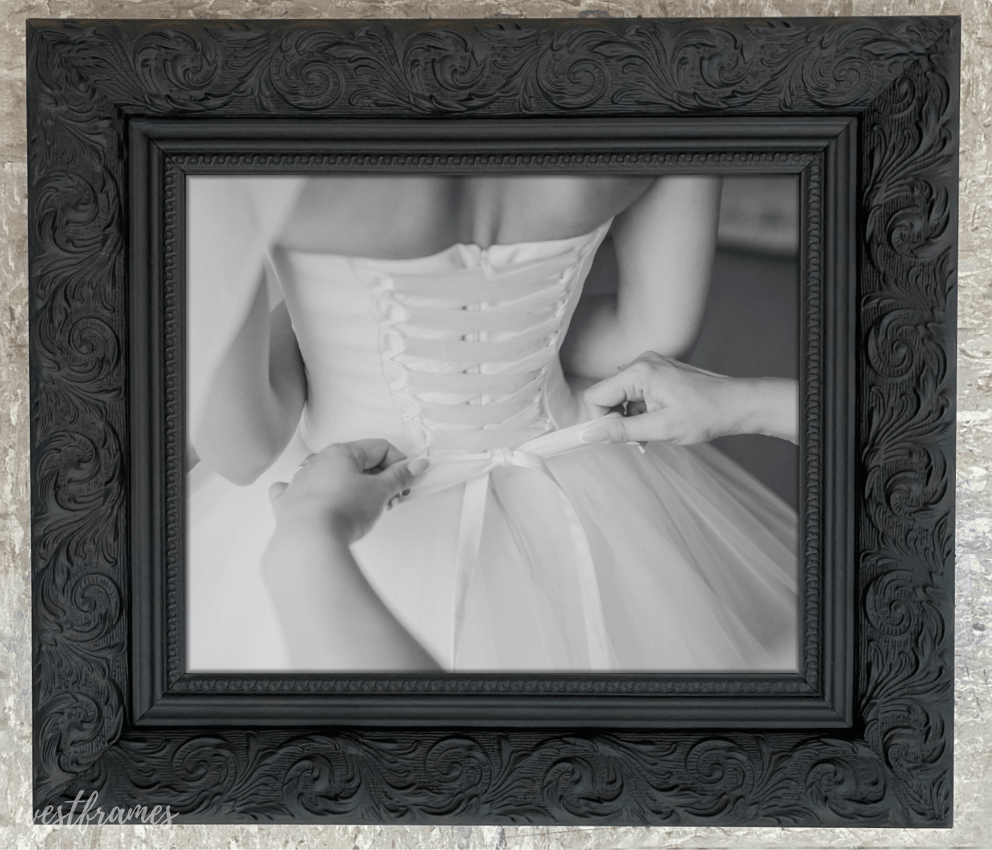 Bella French Ornate Embossed Wood Wall Picture Frame Vintage Black - West Frames