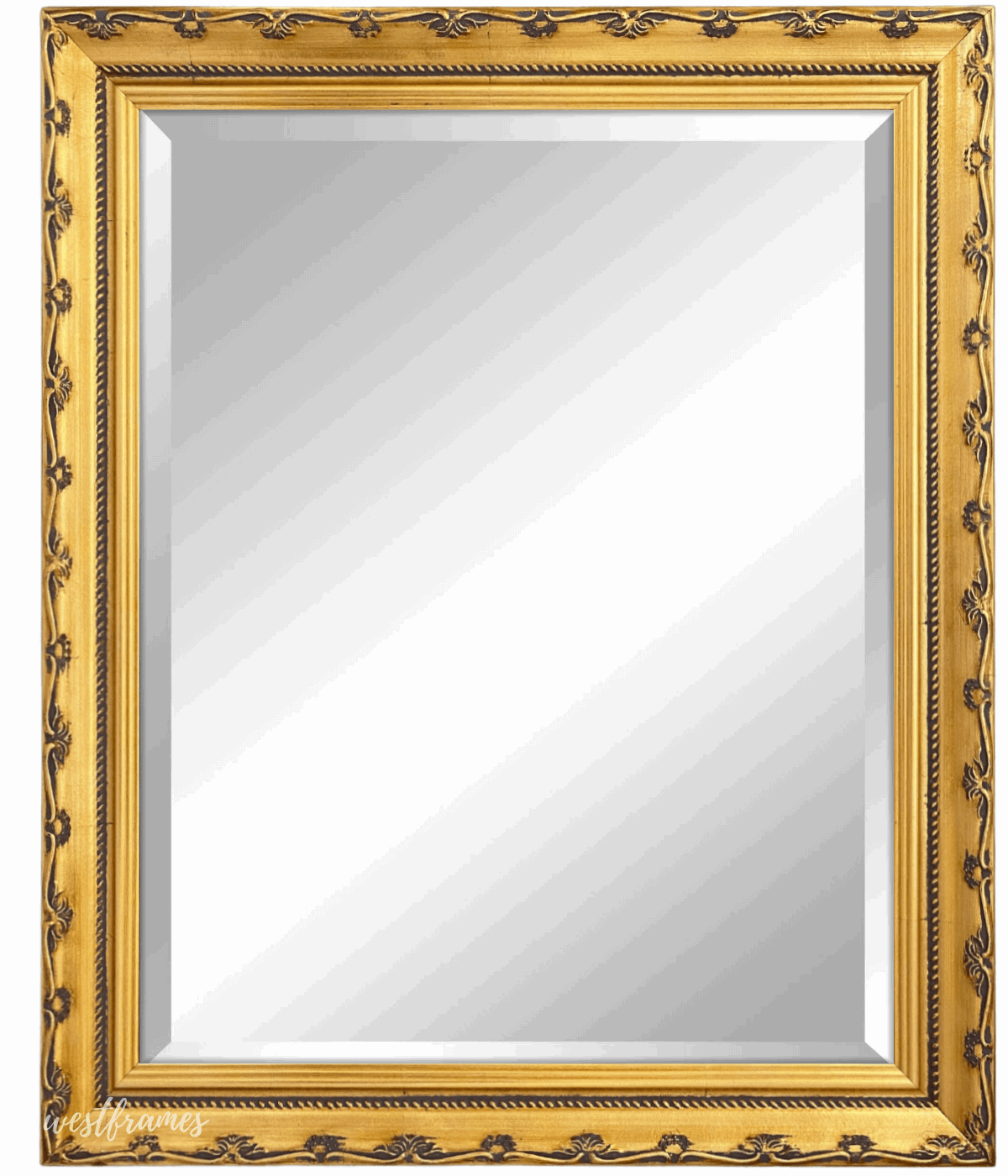 Camilla French Ornate Antique Gold Patina Finish Wood Framed Wall Mirror - West Frames