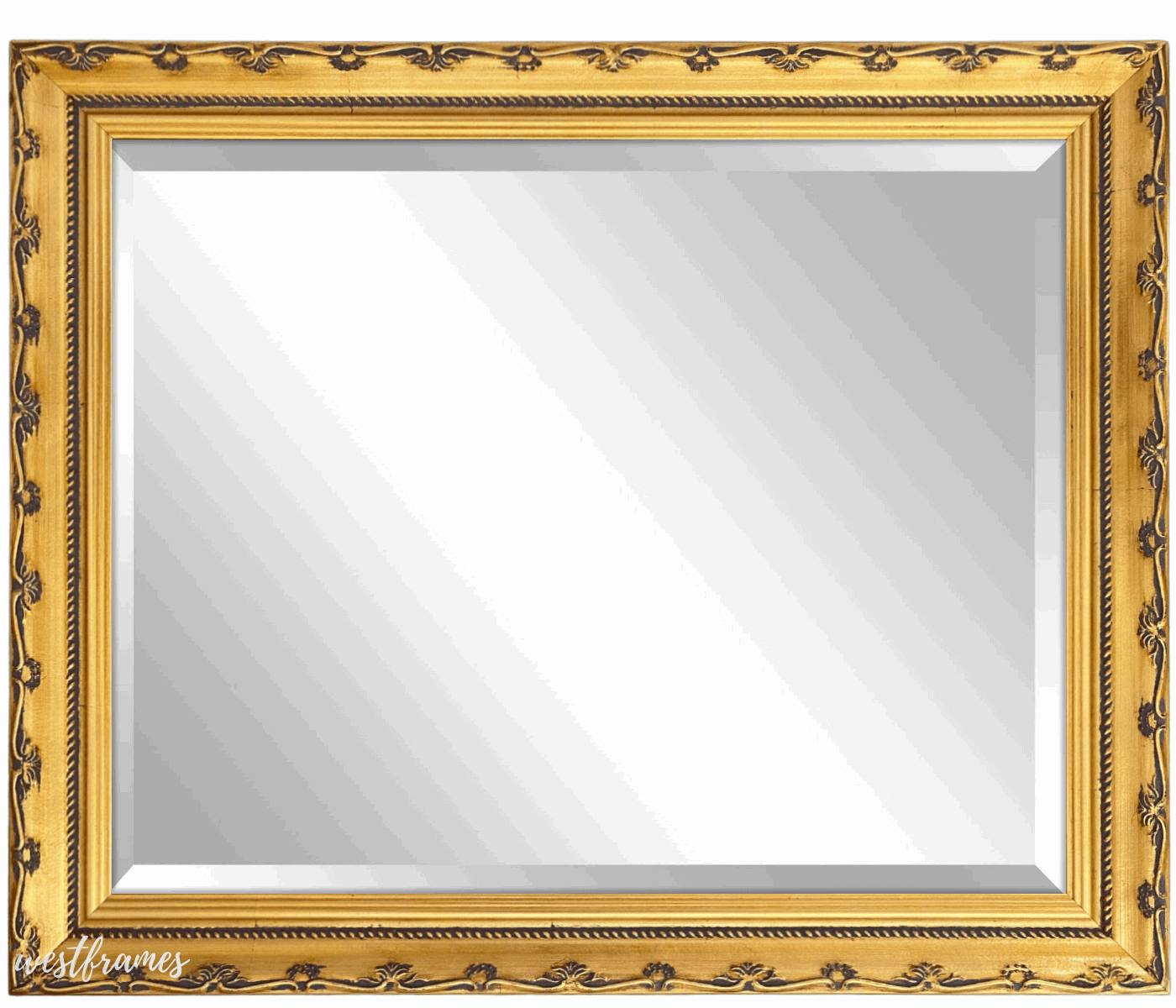 Camilla French Ornate Antique Gold Patina Finish Wood Framed Wall Mirror - West Frames