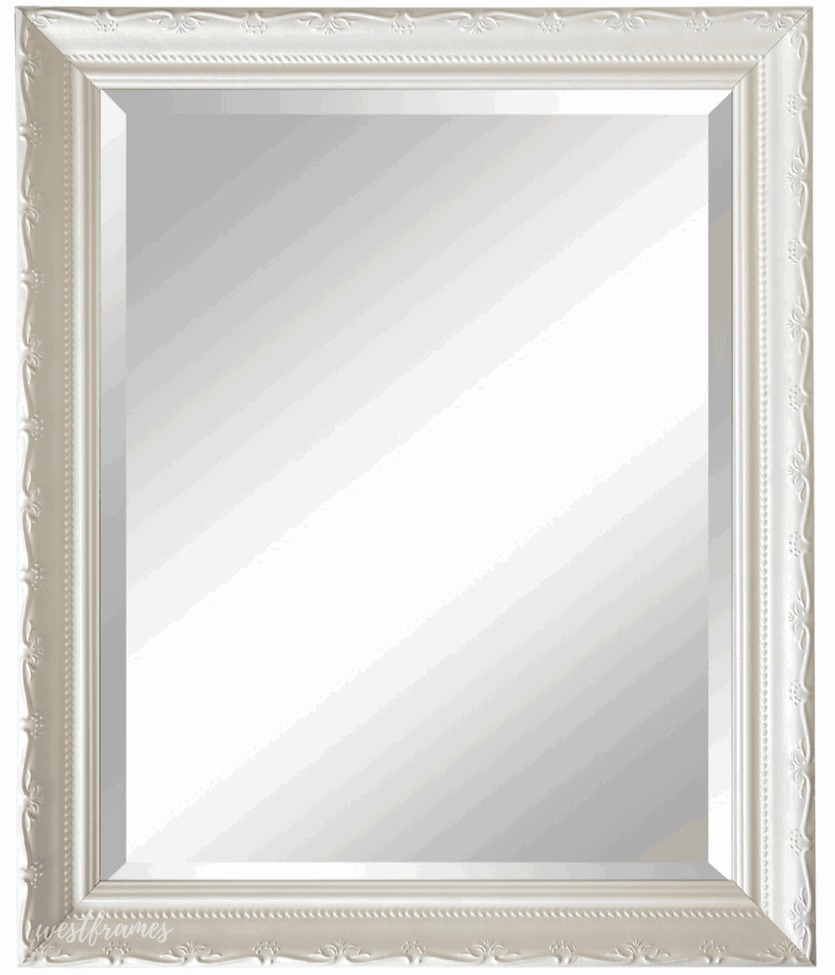 Camilla French Ornate Shabby White Wood Framed Wall Mirror - West Frames