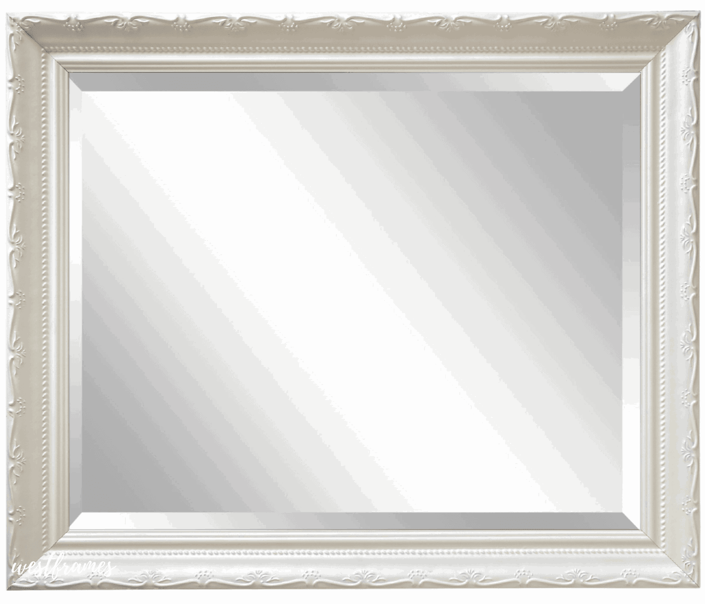 Camilla French Ornate Shabby White Wood Framed Wall Mirror - West Frames