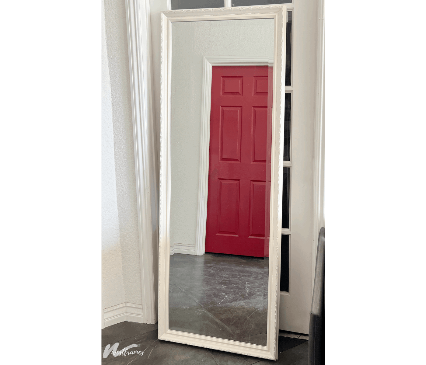 Camilla French Ornate Wood Framed Leaner Floor Mirror - West Frames
