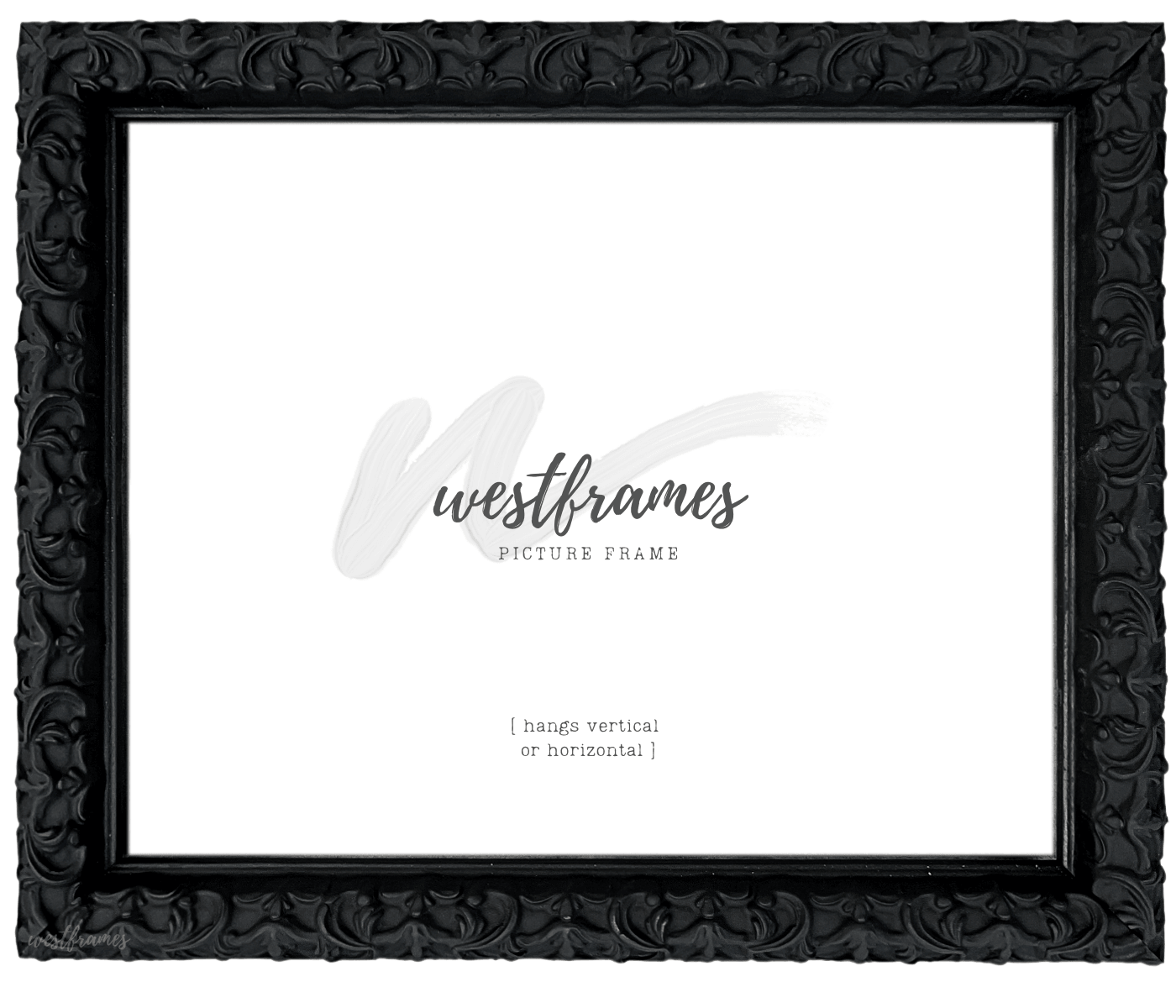 Countess Gothic Black Ornate Embossed Victorian Wood 1.375 Inch Wide Wall Picture Frame - West Frames