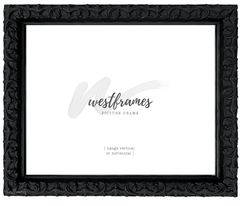 Countess Gothic Black Ornate Embossed Victorian Wood 1.375 Inch Wide Wall Picture Frame - West Frames