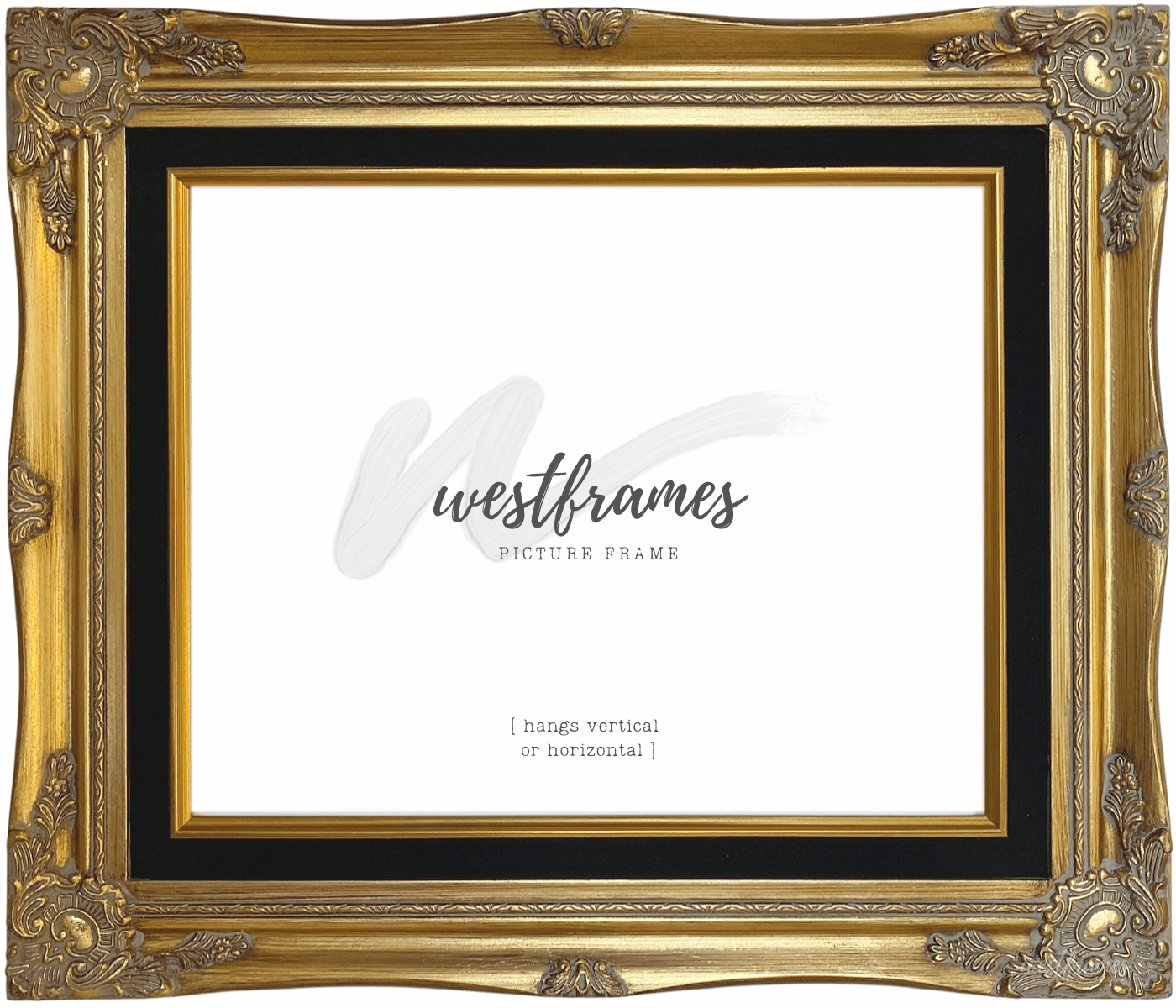 Daisy Antique Gold Leaf Wood French Baroque Picture Frame with Black Velveteen Liner - West Frames