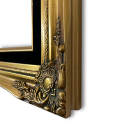 Daisy Antique Gold Leaf Wood French Baroque Picture Frame with Black Velveteen Liner - West Frames