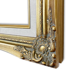 Daisy Antique Gold Leaf Wood French Baroque Picture Frame with Natural Linen Liner - West Frames