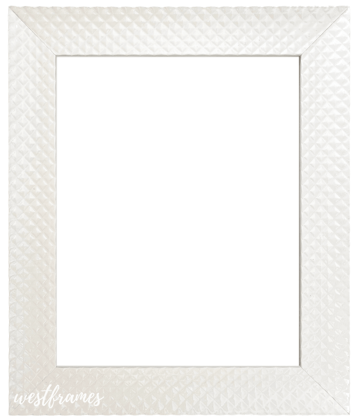 Diamond Pattern Wood Wall Picture Frame White Finish - West Frames